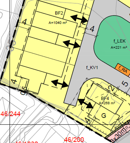 Vedtatt plankart viser justerte linjer for planlagt bebyggelse og justert byggegrense.